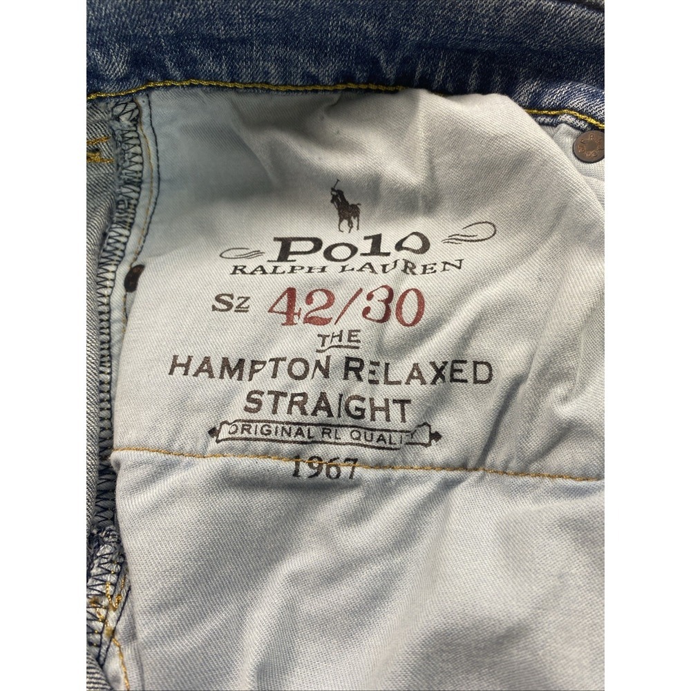 Polo Ralph Lauren Jeans Hampton Relaxed Straight Blue Denim Mens 42x30 (42x28) - Picture 3 of 12